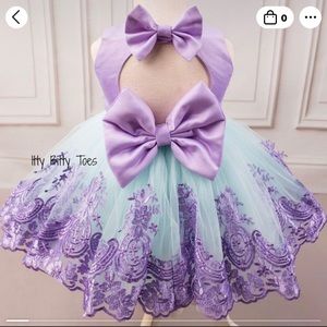 Itty Bitty Toes Lavender & Teal Dress and Shoes!!!